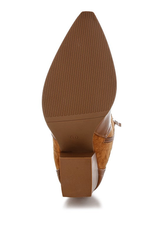 Prosia Rhinestone-Studded Cowboy Boots - Tigbul's Variety Fashion Shop