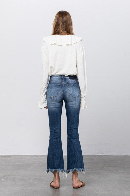 Stretch Mid Rise Crop Flare Jeans - Tigbul's Variety Fashion Shop