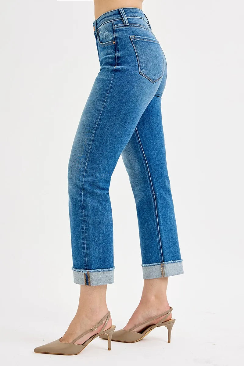 RISEN Full Size High Rise Boyfriend Fit Ankle Jeans Plus SIze - Tigbul's Variety Fashion Shop