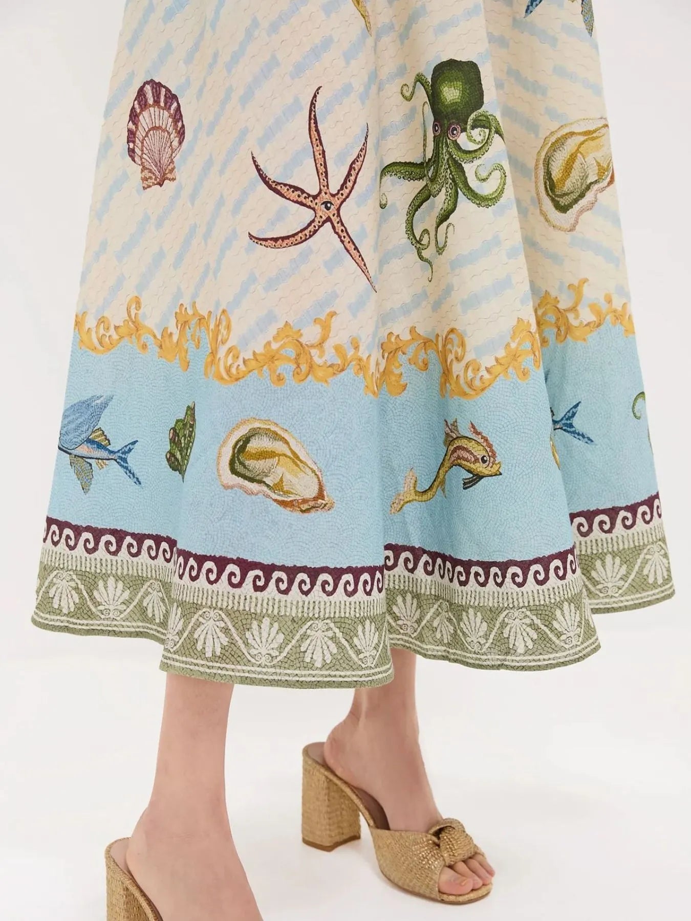 Ocean Print Spaghetti Strap Midi Dress - Tigbul's Variety Fashion Shop
