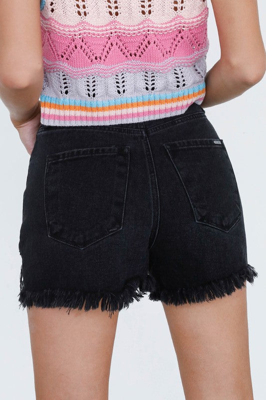 High Waist Crossover Denim Mom Shorts - Tigbul's Variety Fashion Shop