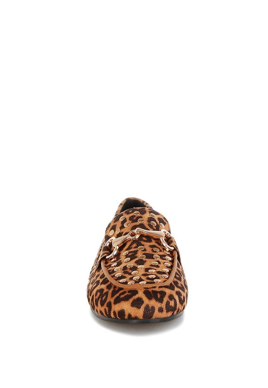 Meopa Horsebit Studs Leopard Print Loafers - Tigbul's Variety Fashion Shop