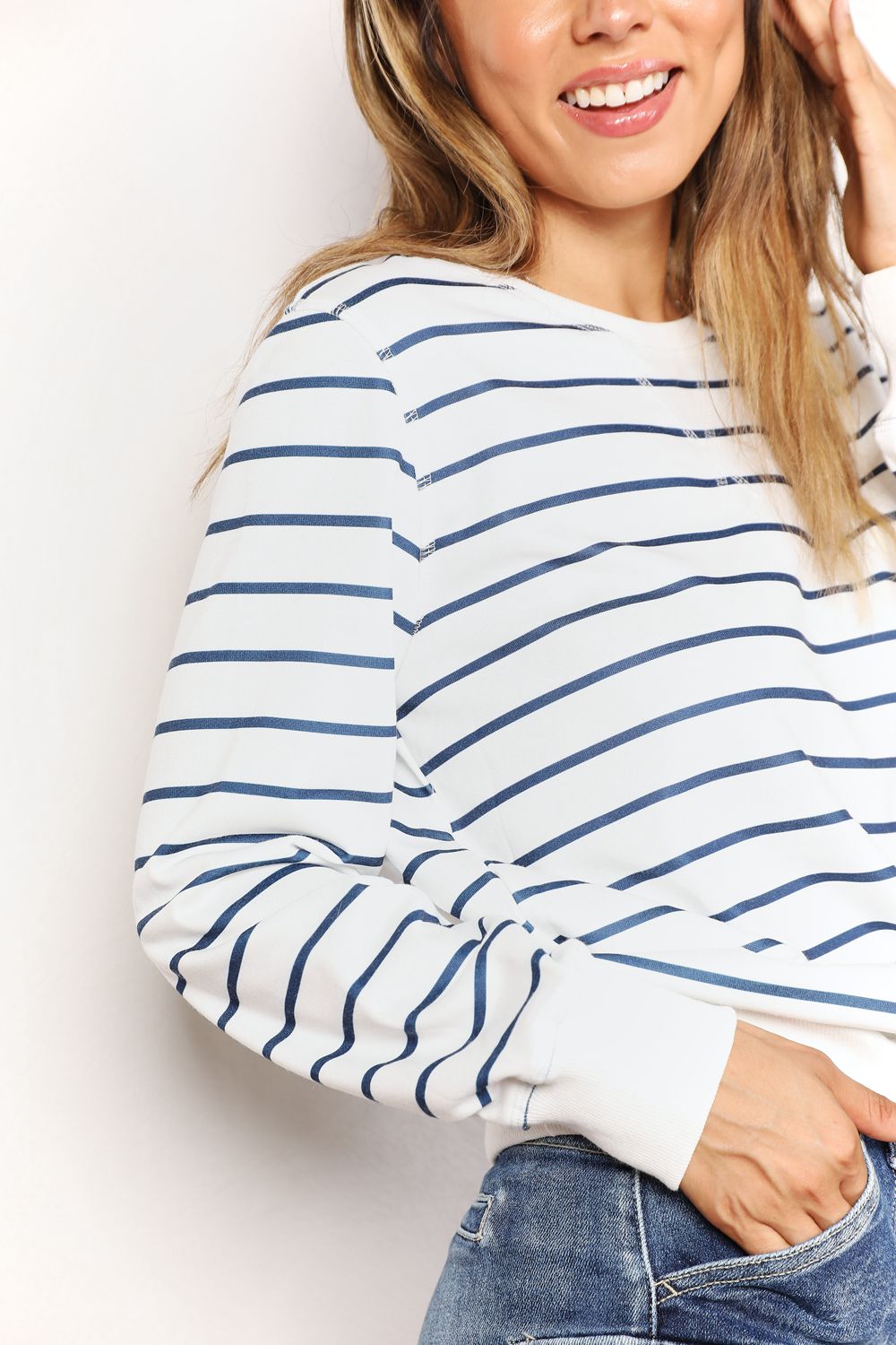 Double Take Striped Long Sleeve Round Neck Top - Tigbul's Variety Fashion Shop