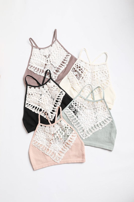 Crochet Lace High Neck Bralette - Tigbul's Variety Fashion Shop