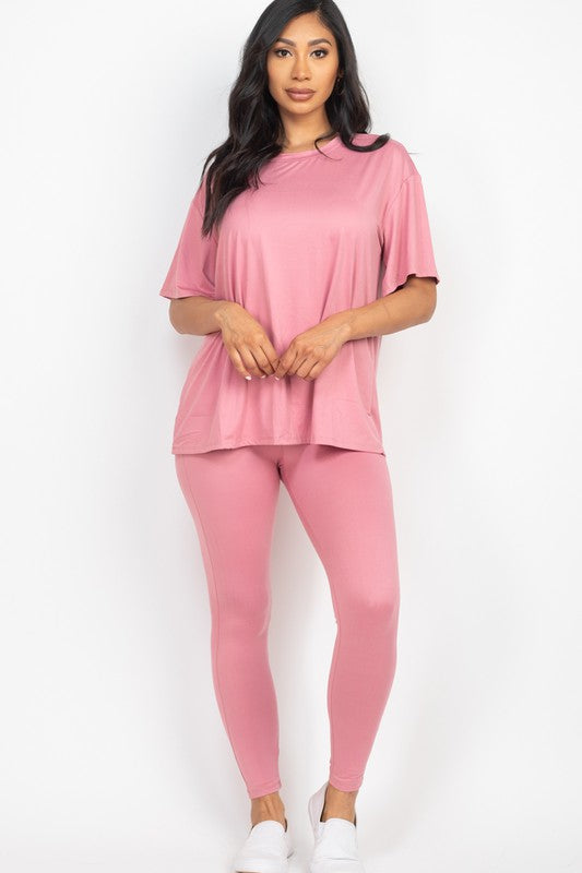 Oversized T-shirt & Leggings Set - Tigbul's Variety Fashion Shop