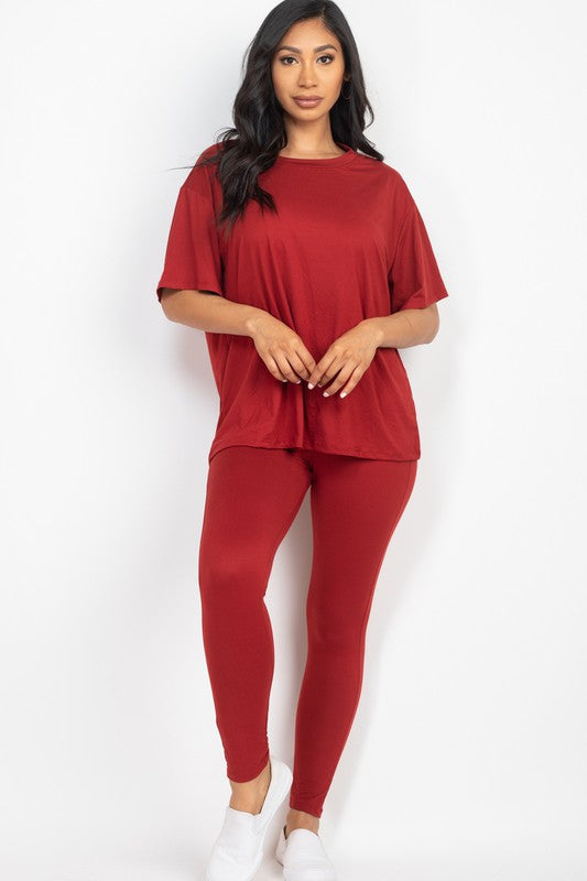 Oversized T-shirt & Leggings Set - Tigbul's Variety Fashion Shop