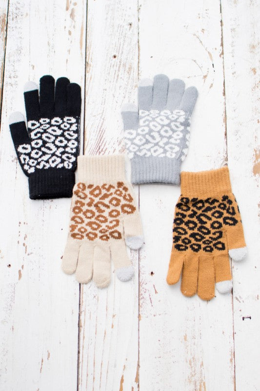 Leopard Stretch Touch Gloves - Tigbul's Variety Fashion Shop