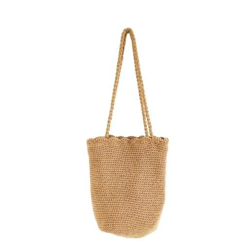 Knitted Scalloped Edge Tote - Tigbul's Variety Fashion Shop