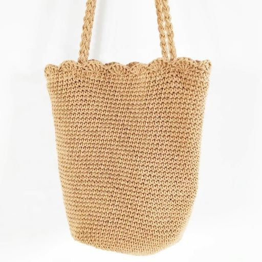 Knitted Scalloped Edge Tote - Tigbul's Variety Fashion Shop