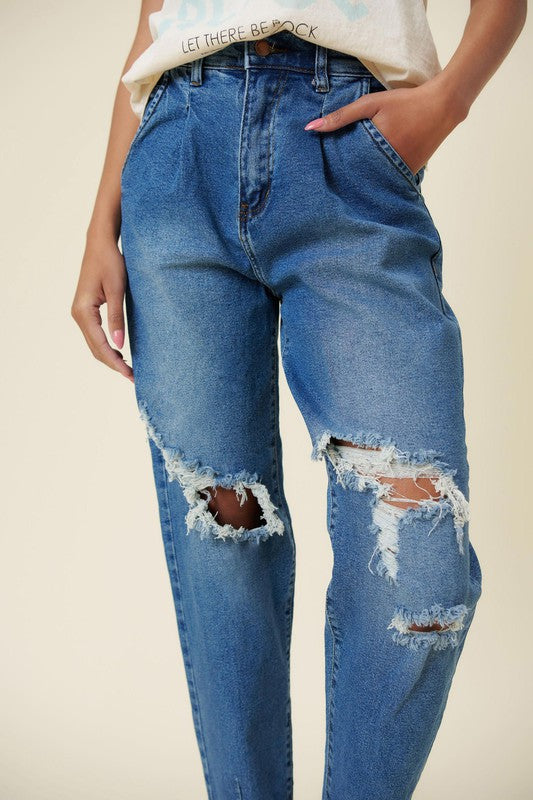 Distressed Slouchy Jean - Tigbul's Variety Fashion Shop