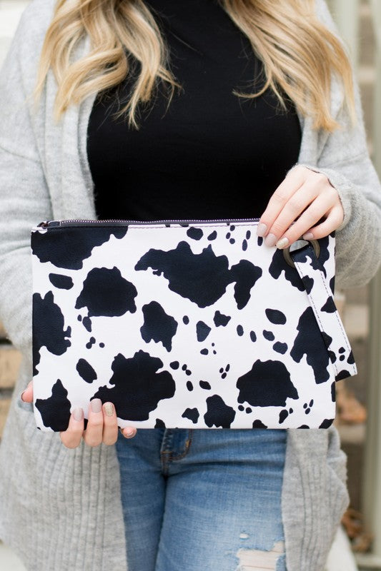 Cow Print Oversized Everyday Clutch - Tigbul's Variety Fashion Shop