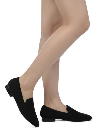 JULIA LEATHER POINTED LOAFERS - Tigbul's Variety Fashion Shop