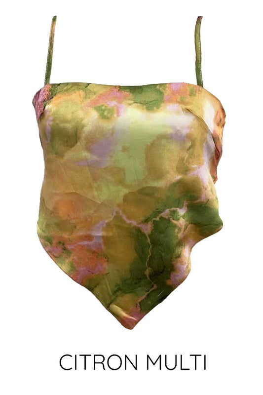 Printed satin bandana top - Tigbul's Variety Fashion Shop