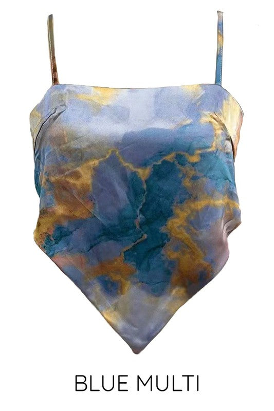 Printed satin bandana top - Tigbul's Variety Fashion Shop