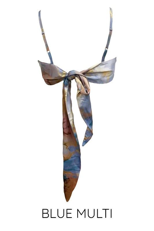 Printed satin bandana top - Tigbul's Variety Fashion Shop