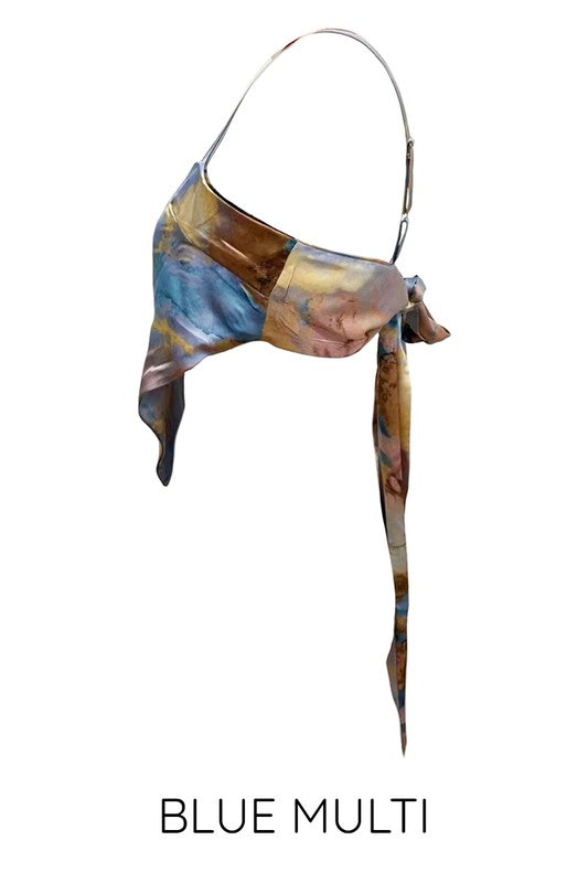Printed satin bandana top - Tigbul's Variety Fashion Shop
