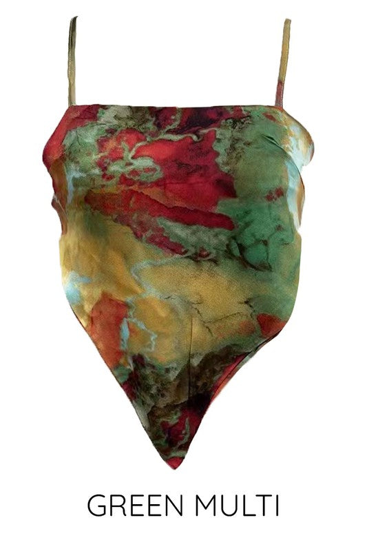 Printed satin bandana top - Tigbul's Variety Fashion Shop