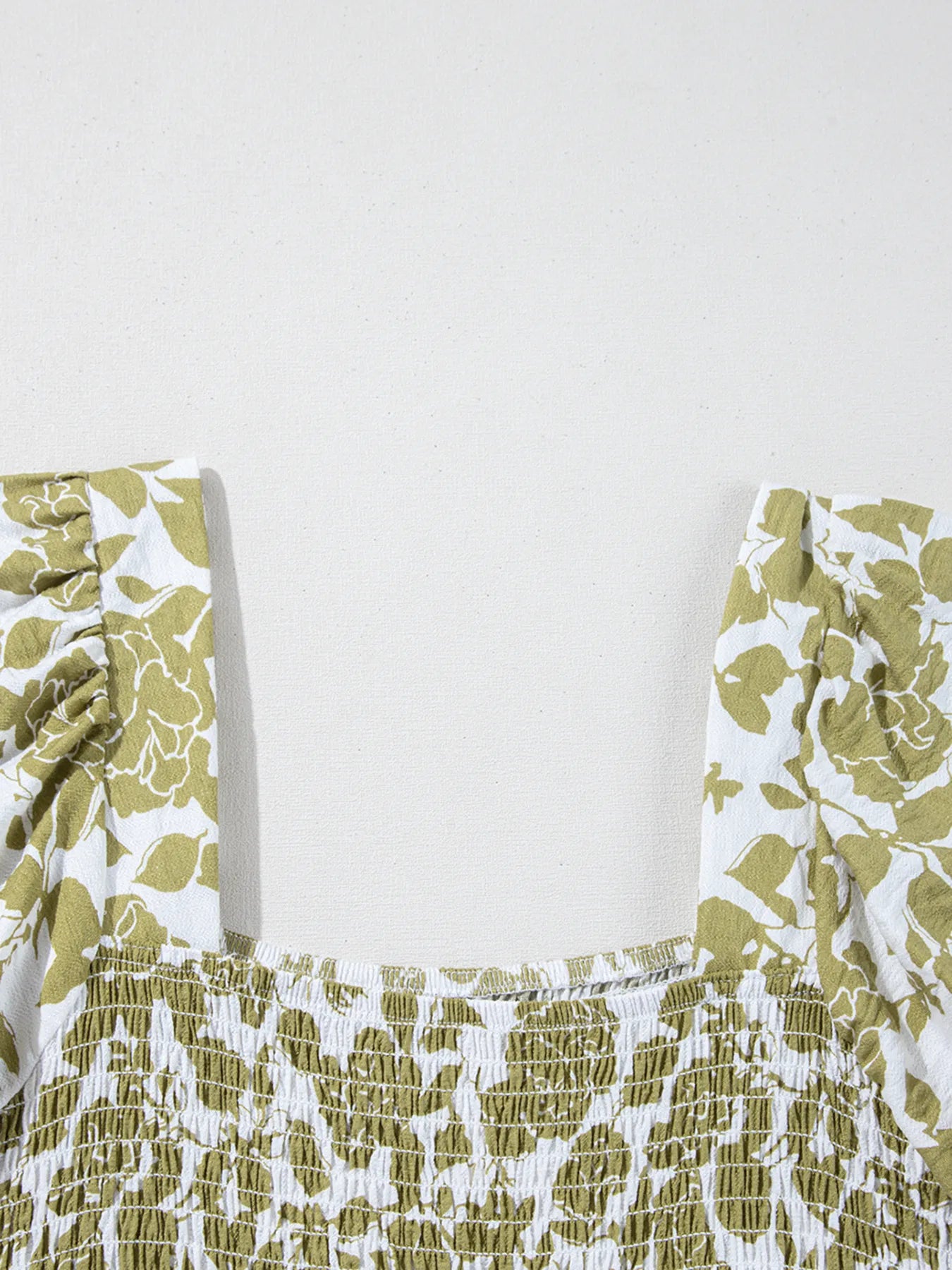 Boho Floral Square Neck Smocked Bust Puff Sleeve Tiered Dress - Tigbul's Variety Fashion Shop
