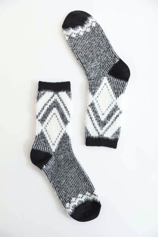 Faux Mohair Diamond Pattern Socks - Tigbul's Variety Fashion Shop