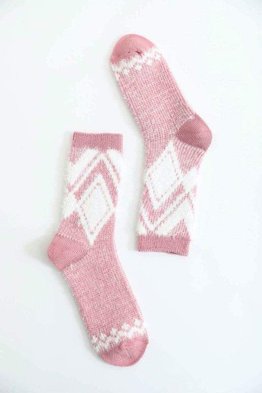Faux Mohair Diamond Pattern Socks - Tigbul's Variety Fashion Shop