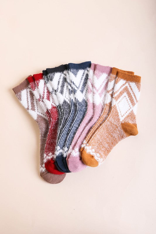 Faux Mohair Diamond Pattern Socks - Tigbul's Variety Fashion Shop