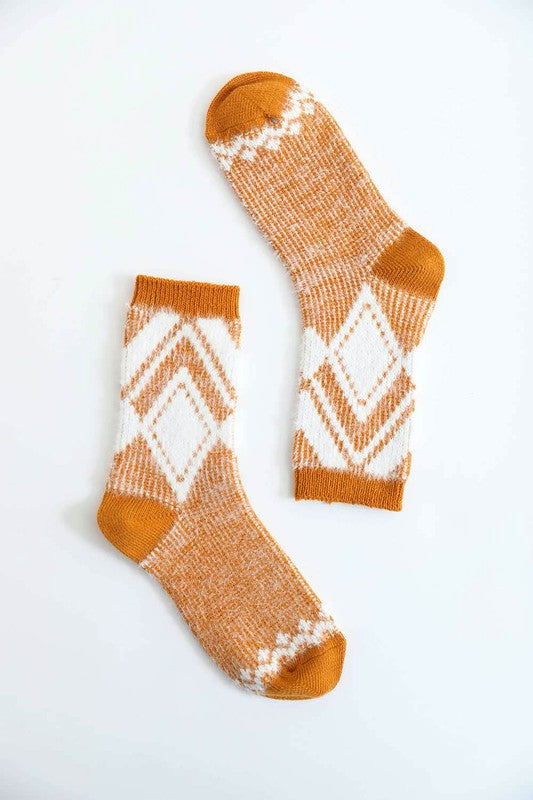 Faux Mohair Diamond Pattern Socks - Tigbul's Variety Fashion Shop