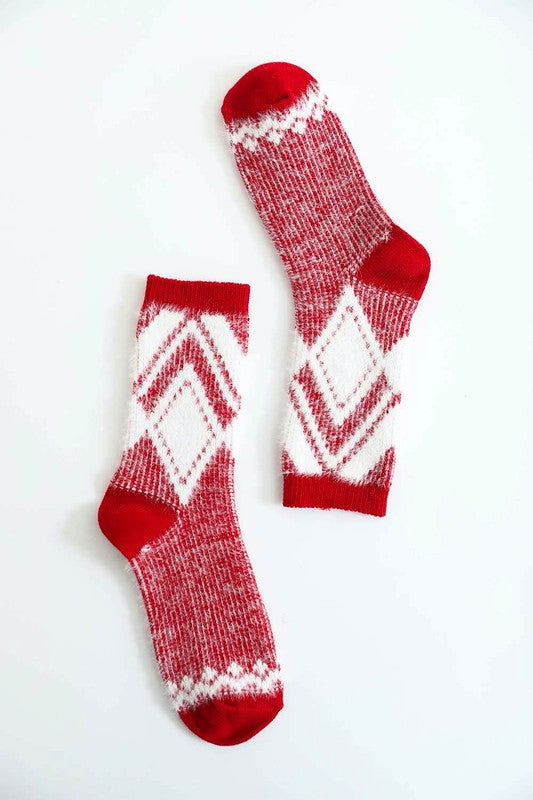Faux Mohair Diamond Pattern Socks - Tigbul's Variety Fashion Shop