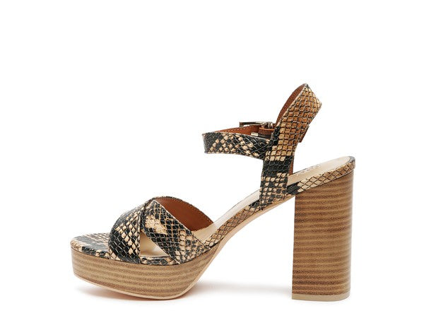 RAG&CO CHYPRE HIGH HEELED BLOCK SANDAL IN TAN - Tigbul's Variety Fashion Shop