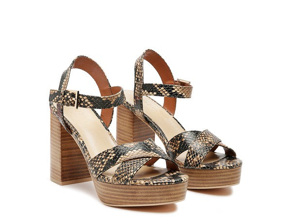 RAG&CO CHYPRE HIGH HEELED BLOCK SANDAL IN TAN - Tigbul's Variety Fashion Shop