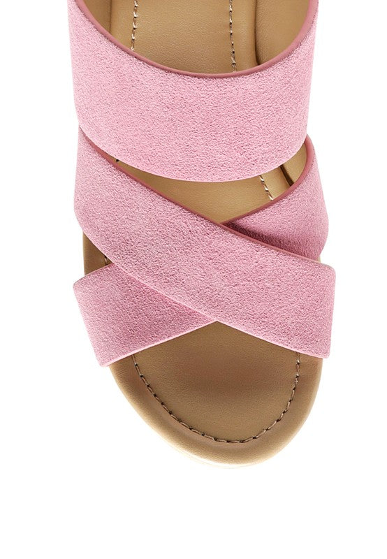 Rag & Co Gerd Block Heeled Suede Platform Slip-On Sandal - Tigbul's Variety Fashion Shop