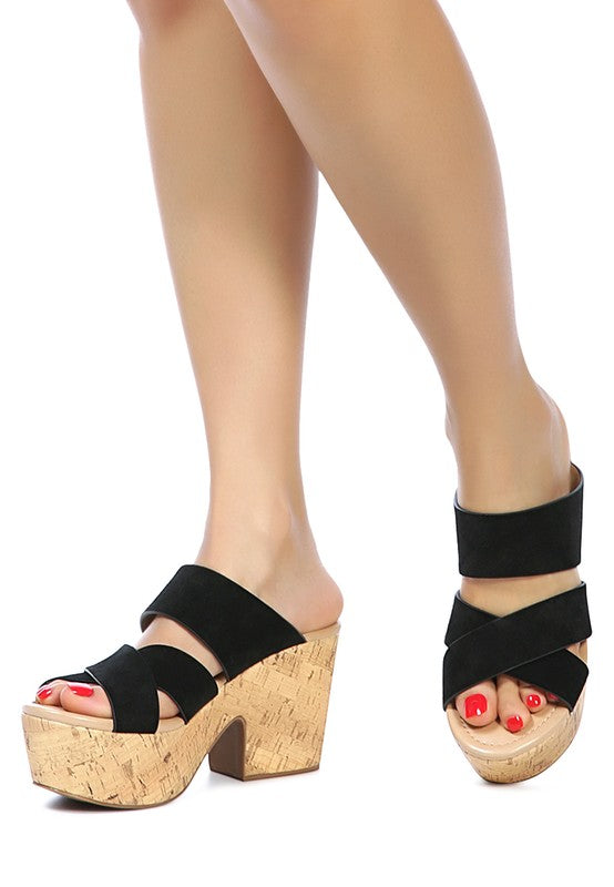Rag & Co Gerd Block Heeled Suede Platform Slip-On Sandal - Tigbul's Variety Fashion Shop