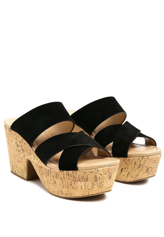 Rag & Co Gerd Block Heeled Suede Platform Slip-On Sandal - Tigbul's Variety Fashion Shop