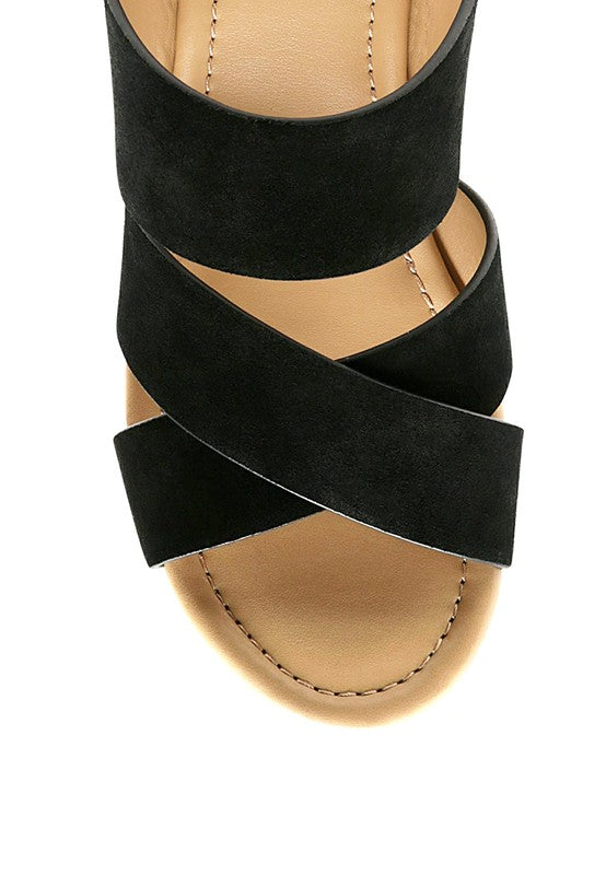 Rag & Co Gerd Block Heeled Suede Platform Slip-On Sandal - Tigbul's Variety Fashion Shop