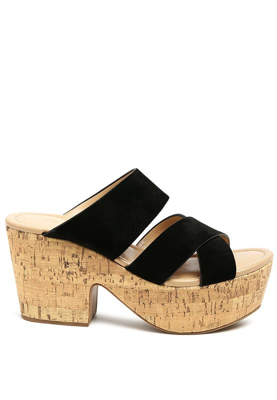 Rag & Co Gerd Block Heeled Suede Platform Slip-On Sandal - Tigbul's Variety Fashion Shop