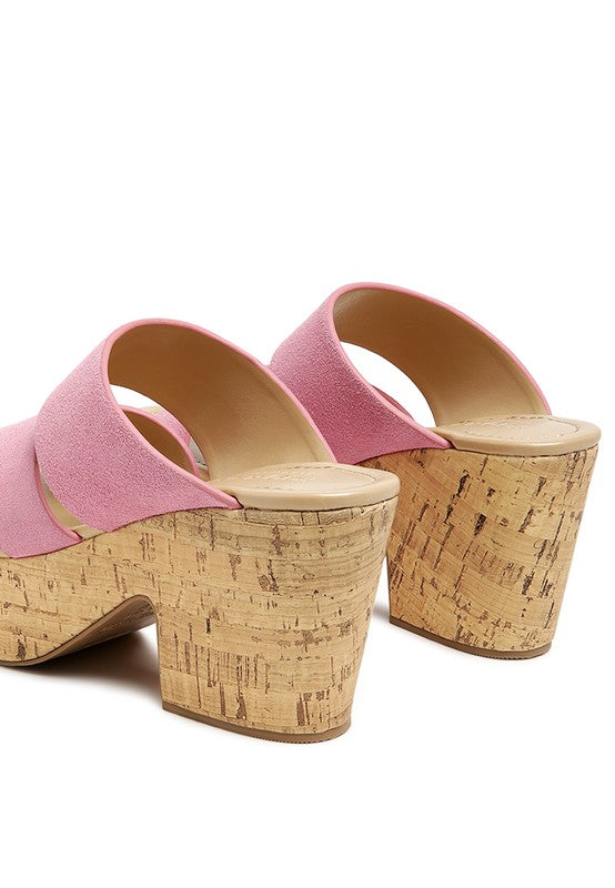 Rag & Co Gerd Block Heeled Suede Platform Slip-On Sandal - Tigbul's Variety Fashion Shop