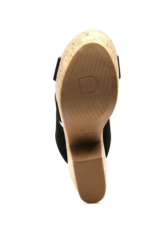 Rag & Co Gerd Block Heeled Suede Platform Slip-On Sandal - Tigbul's Variety Fashion Shop