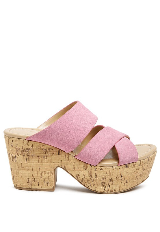 Rag & Co Gerd Block Heeled Suede Platform Slip-On Sandal - Tigbul's Variety Fashion Shop