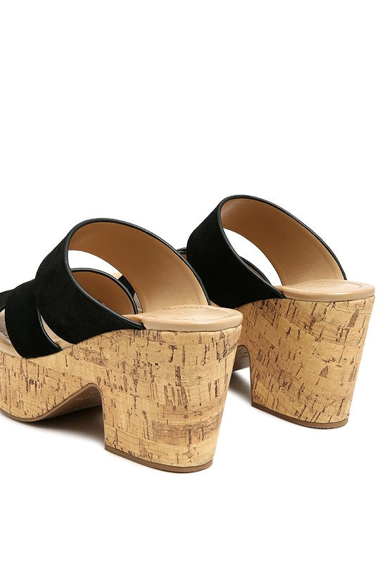 Rag & Co Gerd Block Heeled Suede Platform Slip-On Sandal - Tigbul's Variety Fashion Shop