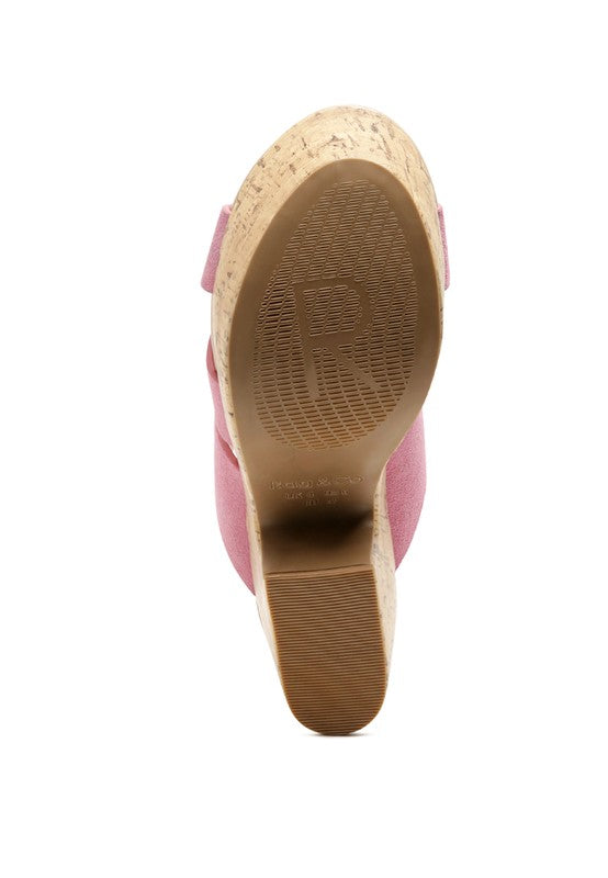 Rag & Co Gerd Block Heeled Suede Platform Slip-On Sandal - Tigbul's Variety Fashion Shop