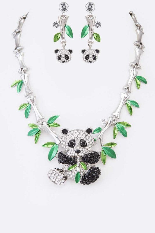Crystal Panda Iconic Statement Necklace Set - Tigbuls Variety Fashion