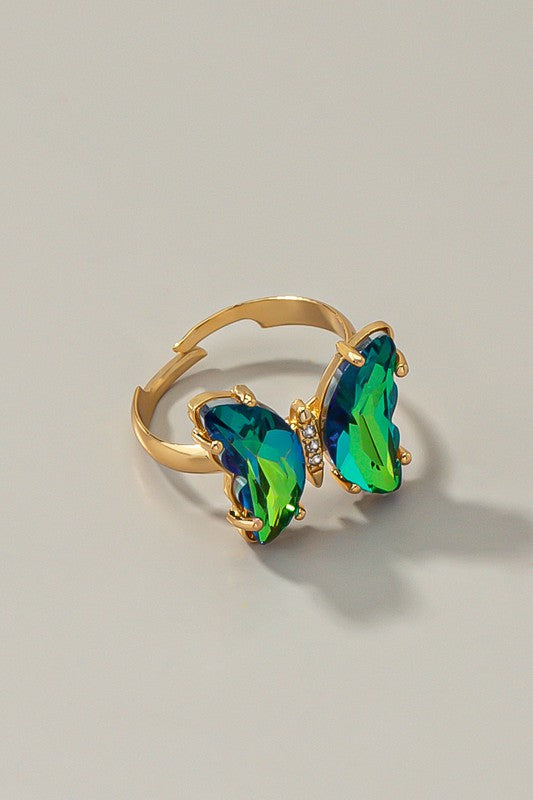 Butterfly ring with adjustable brass band - Tigbul's Variety Fashion Shop