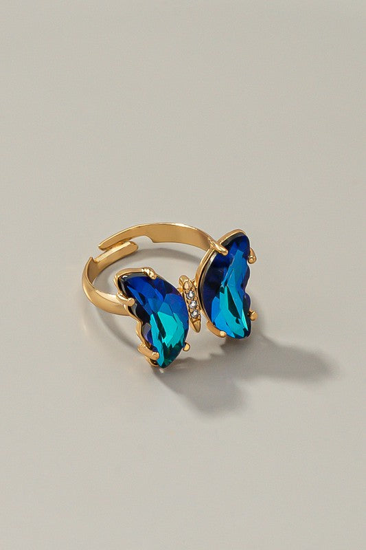 Butterfly ring with adjustable brass band - Tigbul's Variety Fashion Shop