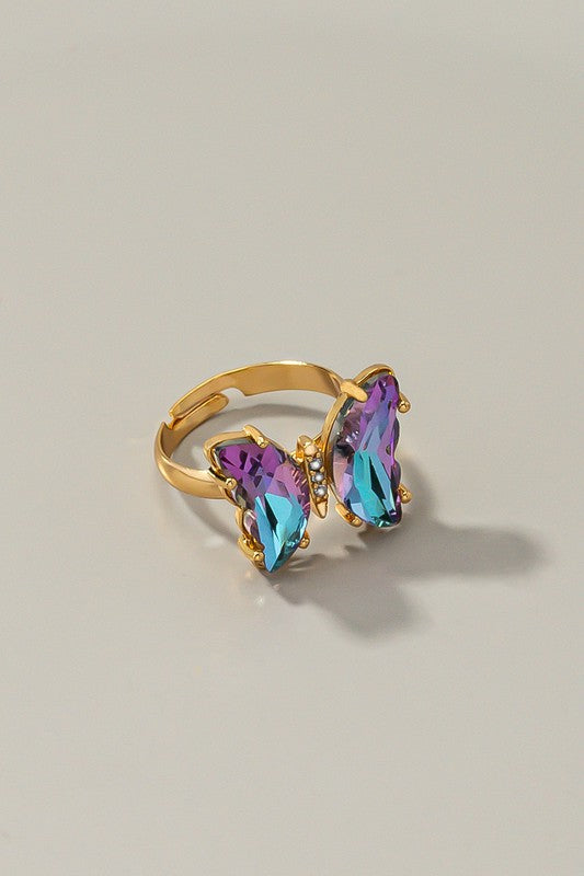 Butterfly ring with adjustable brass band - Tigbul's Variety Fashion Shop