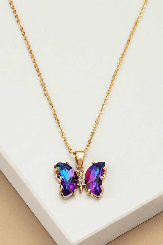 E138- 17522 Aurora Boreali butterfly necklace - Tigbul's Variety Fashion Shop