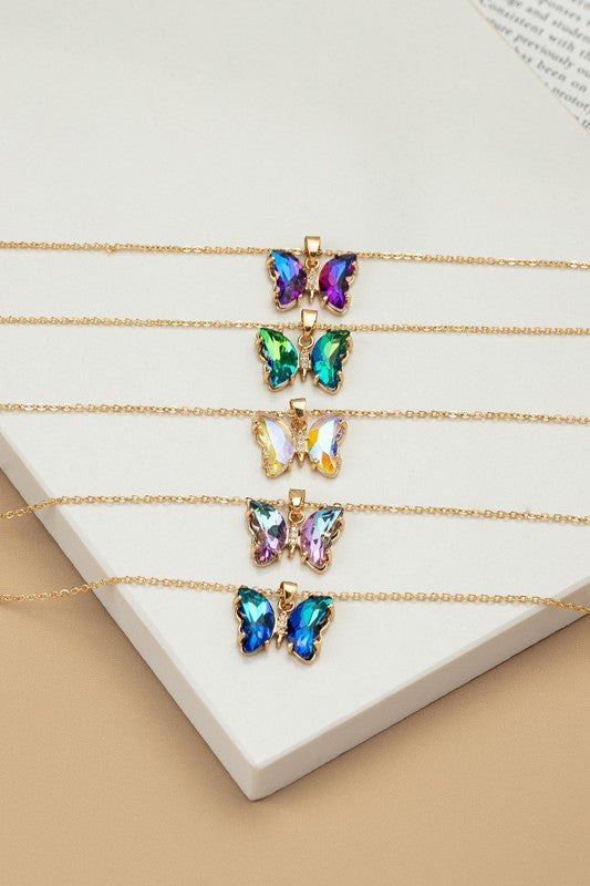E138- 17522 Aurora Boreali butterfly necklace - Tigbul's Variety Fashion Shop