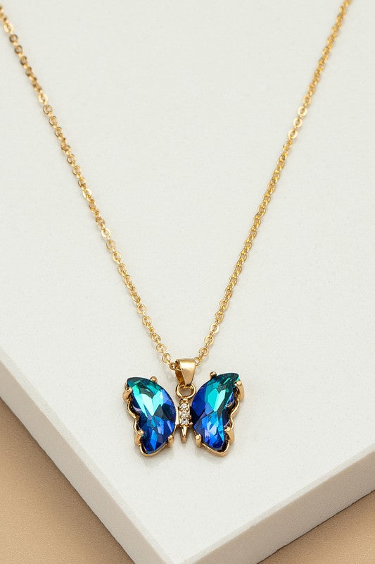 E138- 17522 Aurora Boreali butterfly necklace - Tigbul's Variety Fashion Shop