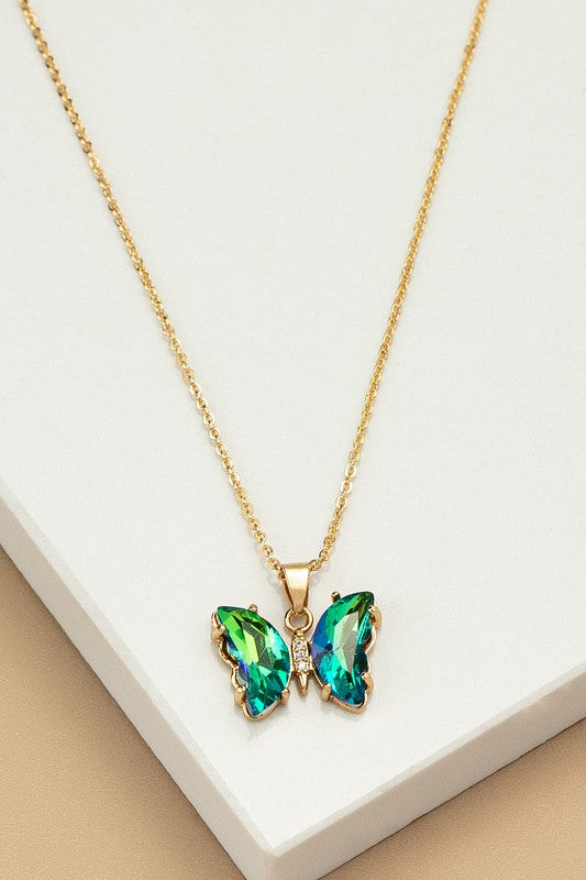 E138- 17522 Aurora Boreali butterfly necklace - Tigbul's Variety Fashion Shop