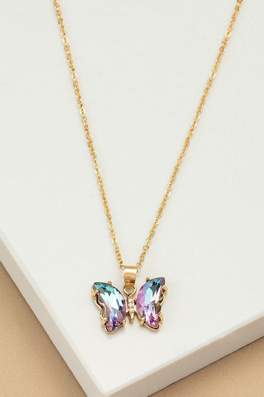 E138- 17522 Aurora Boreali butterfly necklace - Tigbul's Variety Fashion Shop