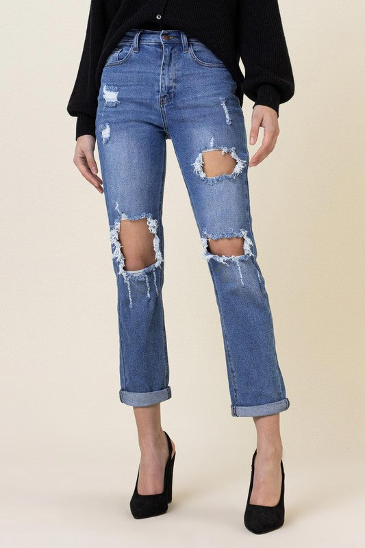 Distressed Boyfriend Jeans - Tigbul's Variety Fashion Shop