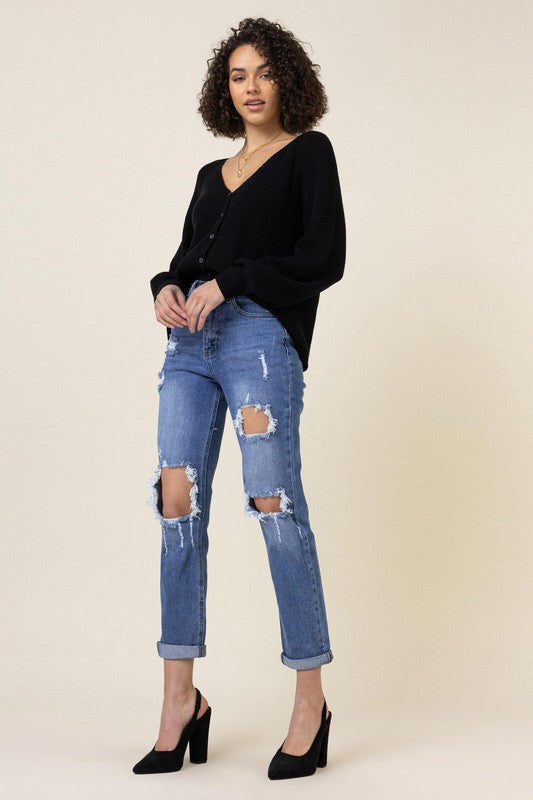 Distressed Boyfriend Jeans - Tigbul's Variety Fashion Shop